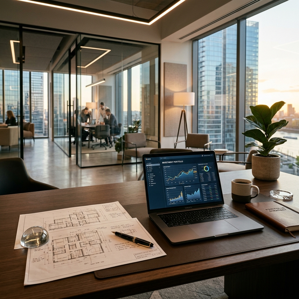 Investment workspace background